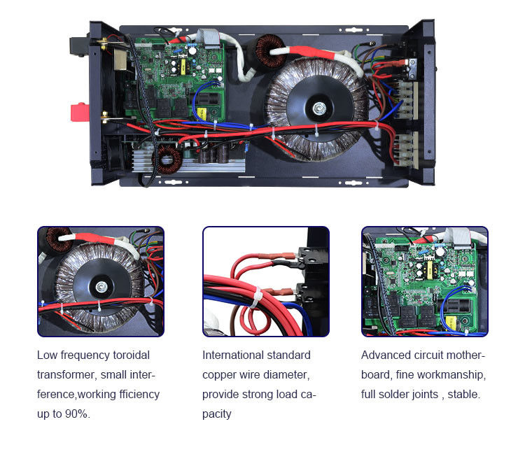 Pure Sine Wave 7.5kw Off Grid Mppt Solar Inverter Hybrid Untuk Kondisi Ac Panel Surya
