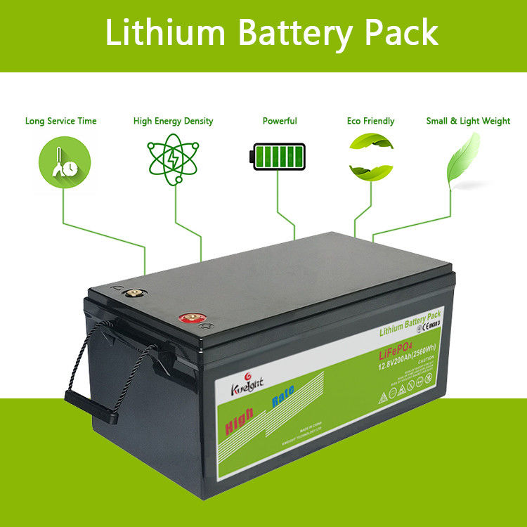 12.8v 200ah 12V LiFePO4 Baterai IP65 baterai dengan siklus hidup tinggi Untuk Sistem Rumah Surya
